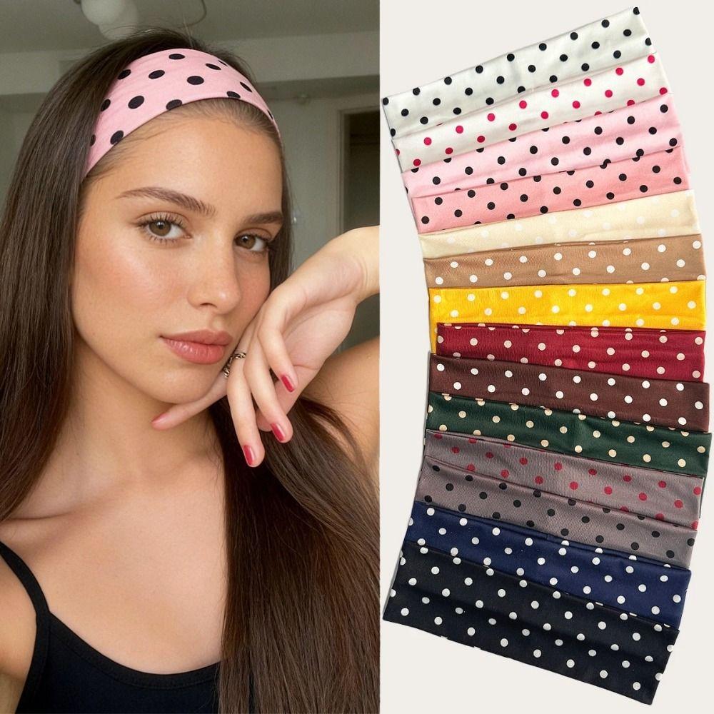 Elastic Polka Dot Headband Stretch Wide Headband Hair Hoop Yoga Elastic Hair Band Photo Props