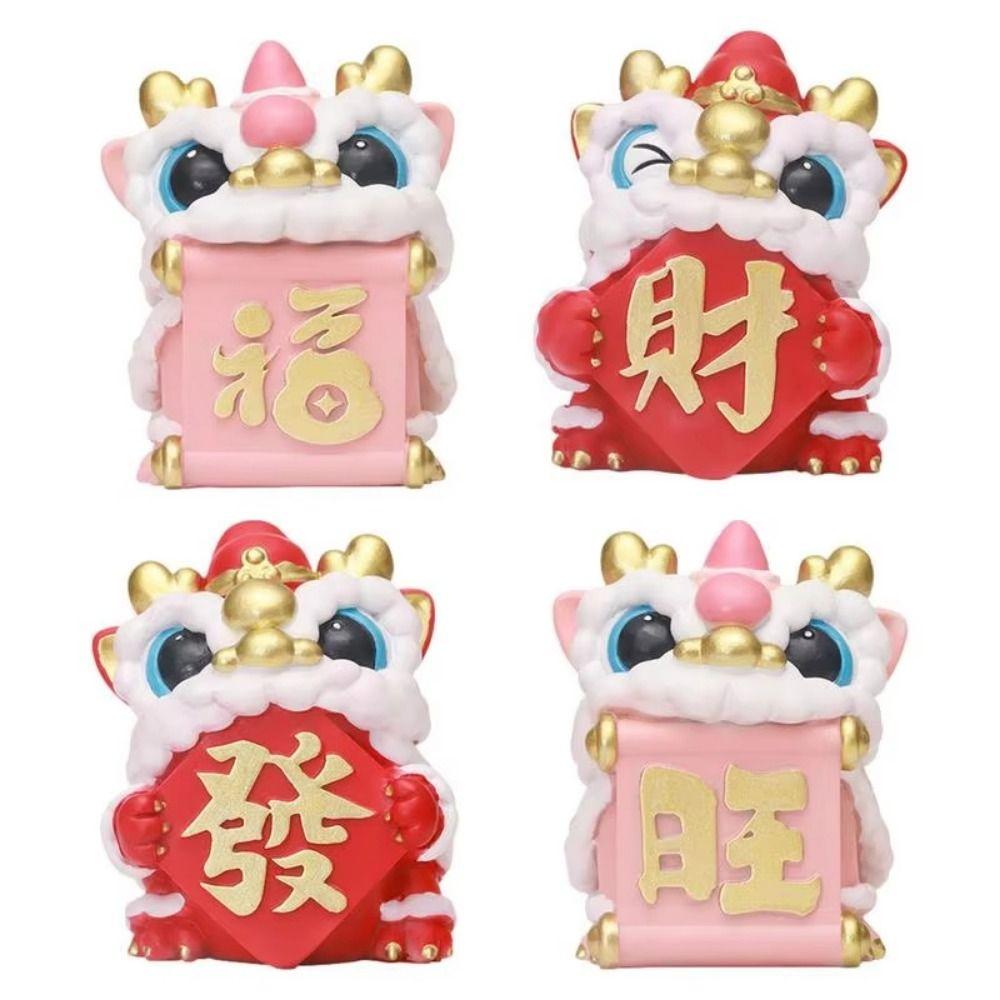 Chinese Style Cute Lion Ornament Cartoon Lucky Dancing Lion Model  Spring Festival Decor