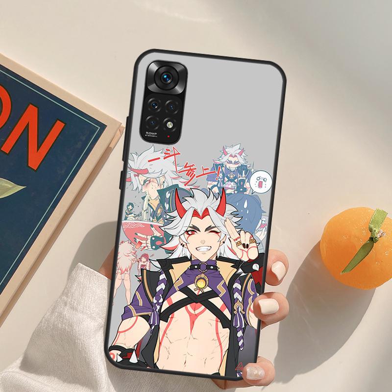 Чехол Genshin Impact Аратаки Итто для Xiaomi Redmi Note 10 11 8 9 12 Pro Redmi Note 12S 11S 10S 9S 9C 10C 10A 12C