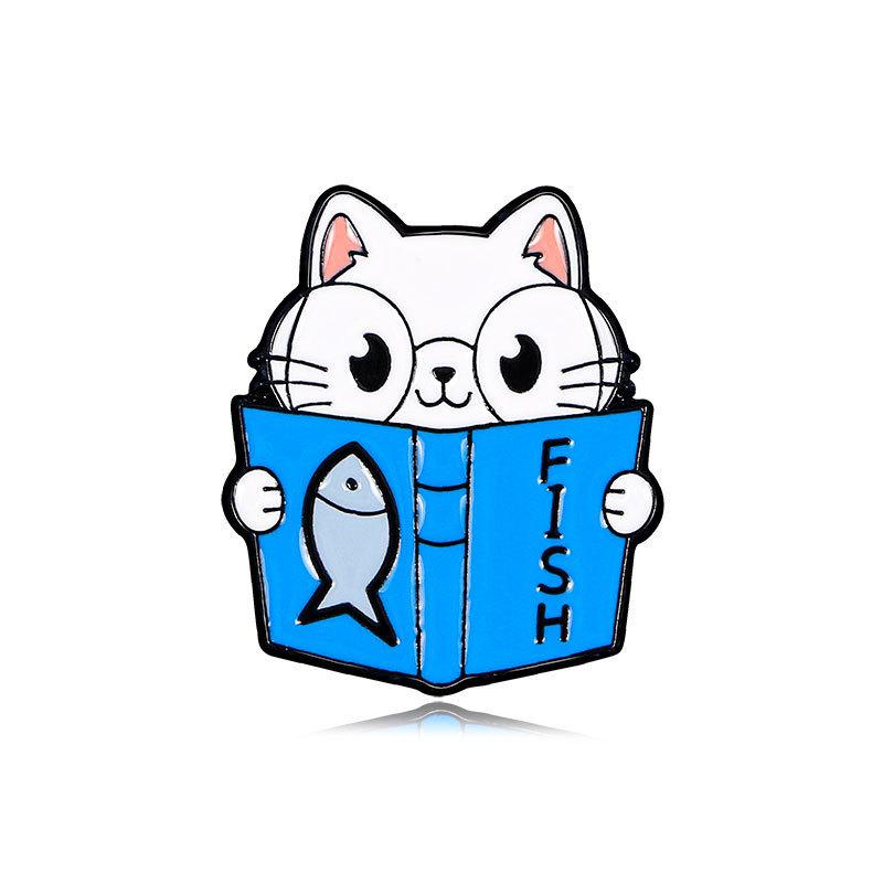 Оригинальная металлическая брошь с мультяшным котом, серия милых животных, значок-пистолет черного кота, популярные аксессуары-пины