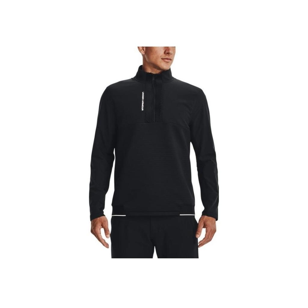 Under Armour Solid Color Letter Print Half-Zip Long Sleeve Sweatshirt Men Tops Black 1373409-001