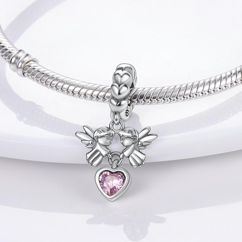 925 Silver Valentine's Day Love Pink Series Beads Suitable For Pan Bracelet Diy Anniversary Jewelry Gift