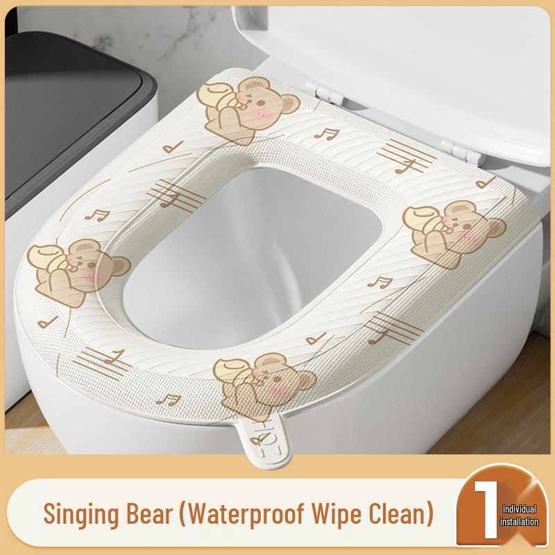 Водонепроницаемая подушка для сиденья унитаза на все сезоны с крышкой и чехлом с утолщенным узором