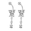 Rhinestone Zircon Navel Ring Butterfly Belly Button Ring Body Piercing Jewelry  Party Decoration