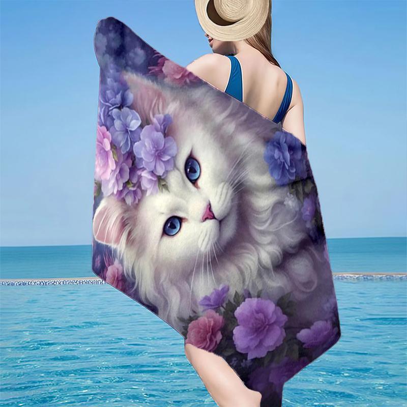 Crystal Cats Fantasy Beach Towel, Super Soft Microfiber, Gift for Her/Him, Birthday, for Pool, Beach, Travel, Home Decor Fan gifts