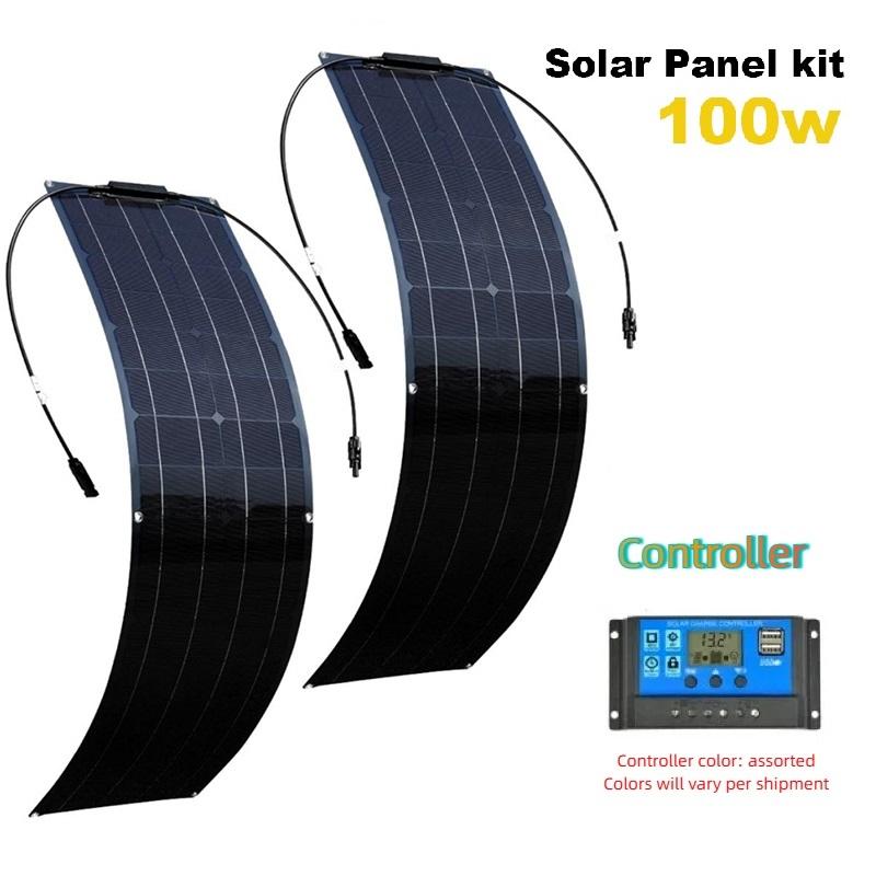 Solar Panel 50W/100W Monocrystalline Flexible Solar Panel Kit Battery Charger System