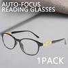 1pack Auto-Focus Bifocal Reading Glasses - HD Resin Lenses Blue Light Blocking Metal Hinge for Men & Women