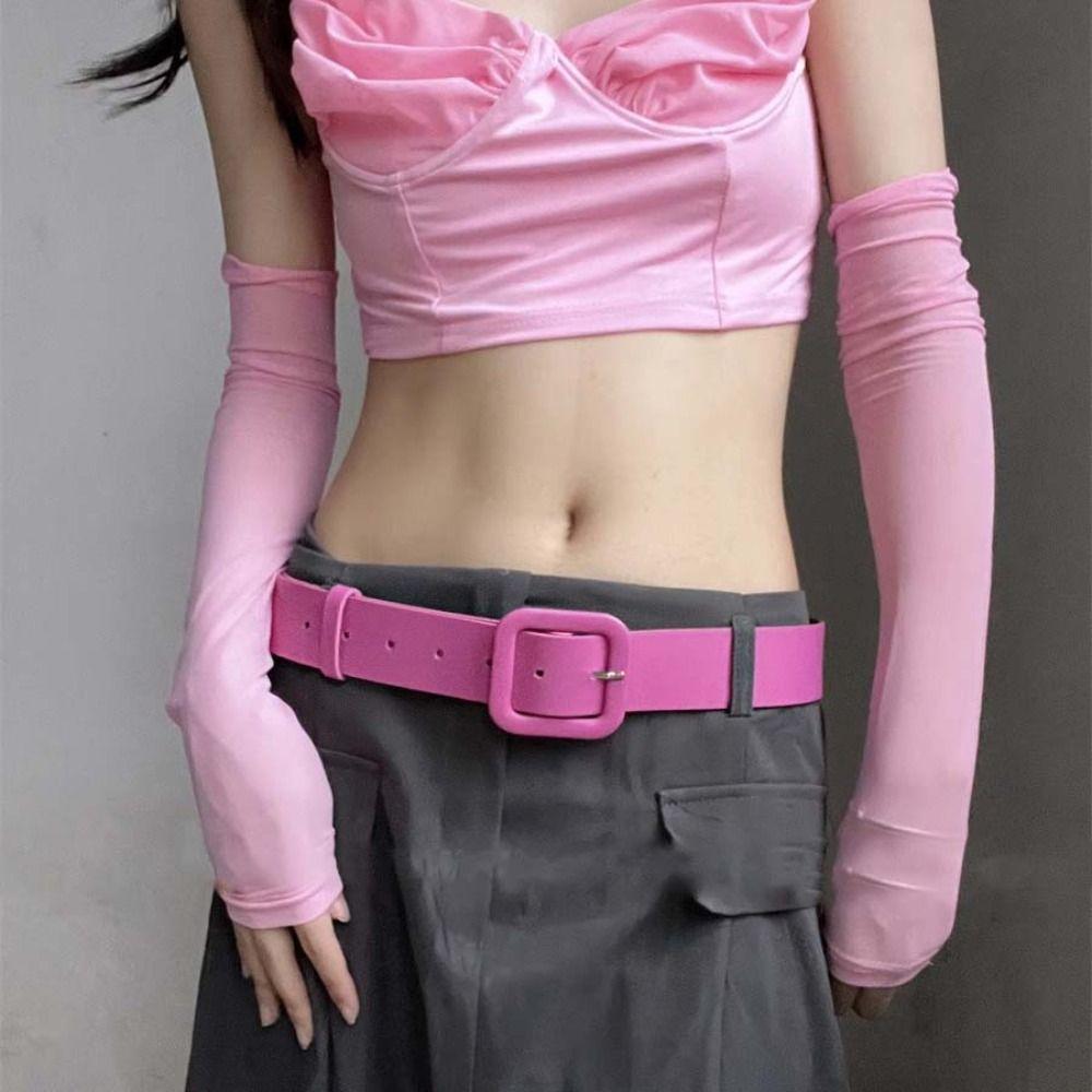 Candy Color PU Leather Belt Y2k Trouser Decoration Sweet Wide Belt  Dress Decoration