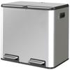 2 x 20L Double Kitchen Bin, Stainless Steel Pedal Rubbish Bin with Dual Compartments, Soft Close Lids, Silver Tone
