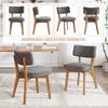 Modern Mid-Century Style Dining Chair Set of 2, Solid Wood Legs Fabric Upholstered Seat for Kitchen, Dining Room or Office (gray linen fabric)