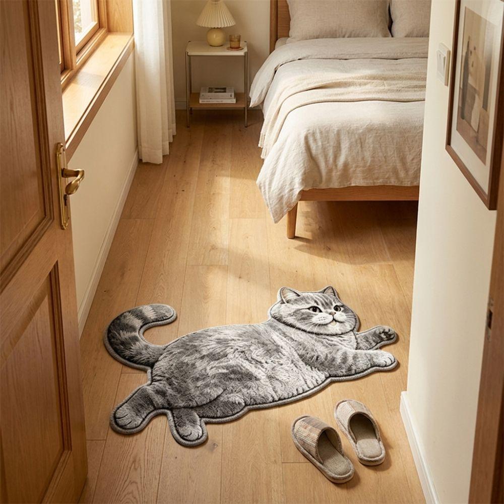 Non-Slip Cat-Shaped Area Rug Anti-fouling Cartoon Carpet Soft Home Decor Carpet Bedrooms