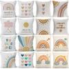 Modern Minimalist INS Rainbow Pillowcase Fresh Printed Linen Cushion Pillowcase Living Room Sofa