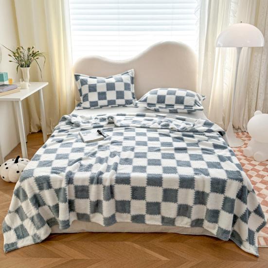 Плюшевое одеяло с шахматным узором, дышащее пушистое одеяло, клетчатое одеяло для всех сезонов, для дома, офиса, путешествий