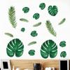 4 шт., свежие скандинавские зеленые наклейки на стену с листьями, наклейки для украшения гостиной, спальни, детской комнаты