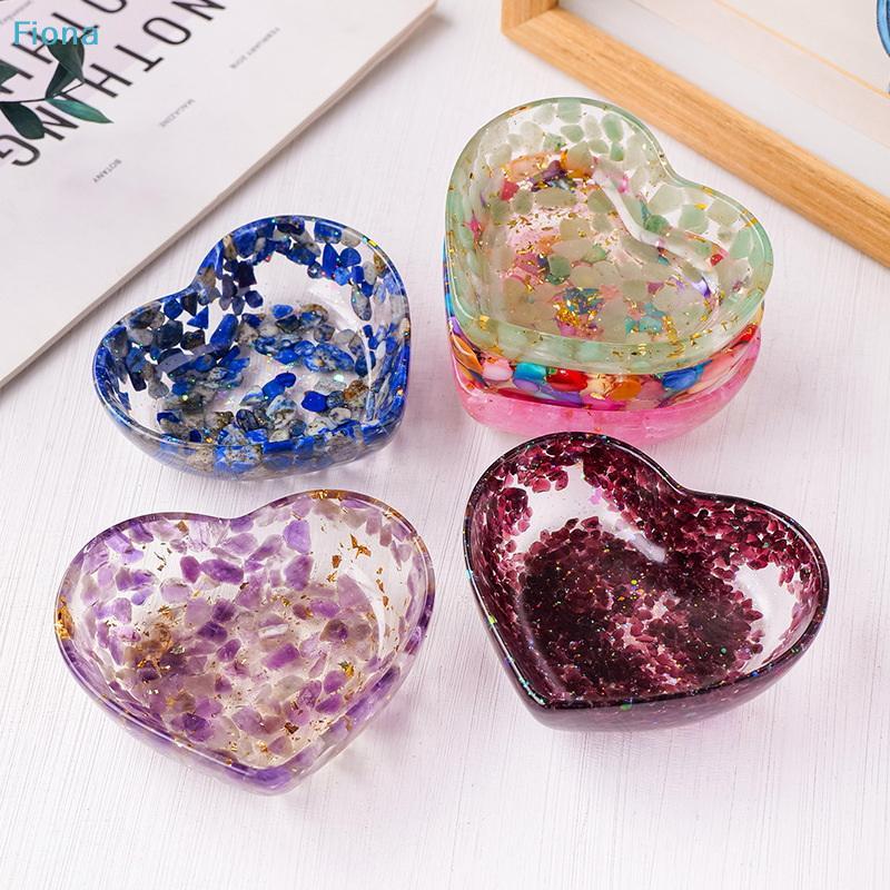 Сердце из смолы, шкатулка-блюдце - Ручная работа, поднос для украшений из эпоксидной смолы, Декоративная емкость для хранения колец/серьг