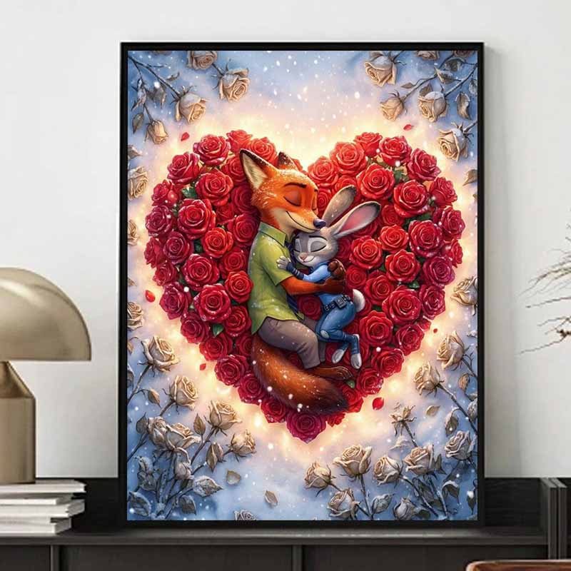 Disney Алмазная живопись 5D Джуди Ник Обнимающиеся Розовое Сердце Мультфильм Фильм Вышивка крестом Ручная работа Подарок Декор для дома