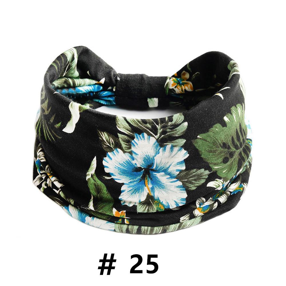 Бохо повязки на голову для женщин Хлопковые широкие повязки на голову Эластичная повязка для волос Нескользящая для тренировок Йоги Бега Тюрбан Головной убор Аксессуары для волос