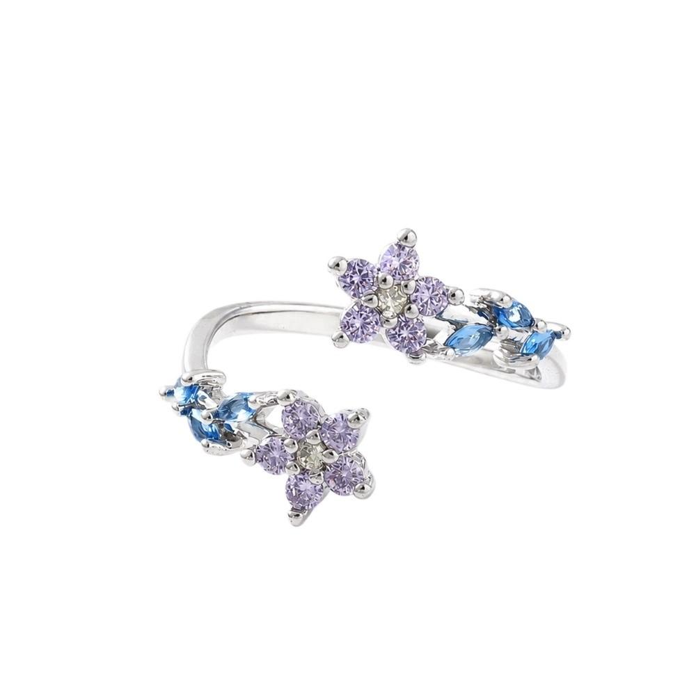 Adjustable Open Flower-shaped Ring Five-pointed Star Decorative Ring Anniversary Gift