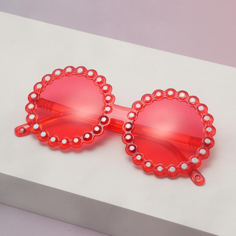 Kids Pearl Scallop Round Sunglasses Colorful Transparent Frame UV Protection Cute Shades For Girls Party KJ183