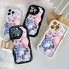 N48 Flower Peony Vase Wavy Phone Case for iPhone 15 14 Pro Max 8 Plus Samsung S24 S23 Ultra A54 A14 A34 Xiaomi Redmi 13C Huawei Honor Soft Back Cover