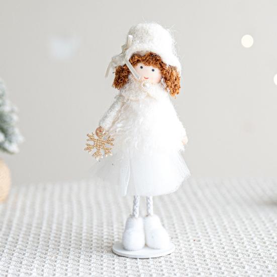 Christmas Angel Doll Ornaments Tabletop Small Plush Fairy Elf Figurine for Thanksgiving New Year Birthday Wedding Xmas Party Decoration