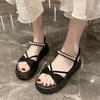 Fashion Women's Sandals Pearl Women Shoes Comfortable Beach Shoes Pull On Sandals Summer New Platform Versatile Shoes