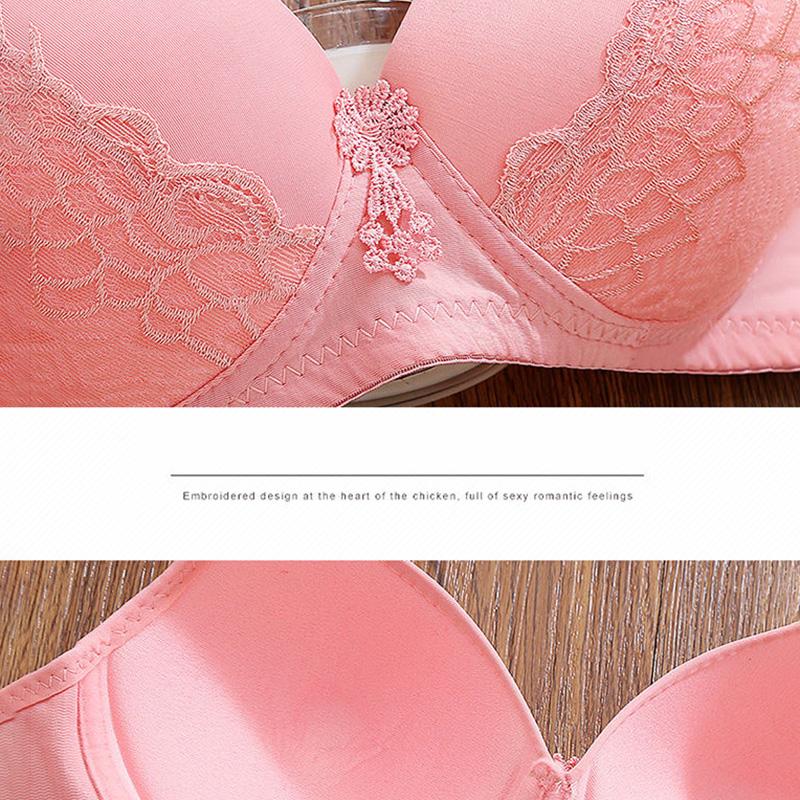 Тонкое подростковое нижнее белье с небольшой грудью, беспроводной бюстгальтер, легкий и дышащий кружевной вышивкой, сладкий сексуальный милый простой повседневный стиль
