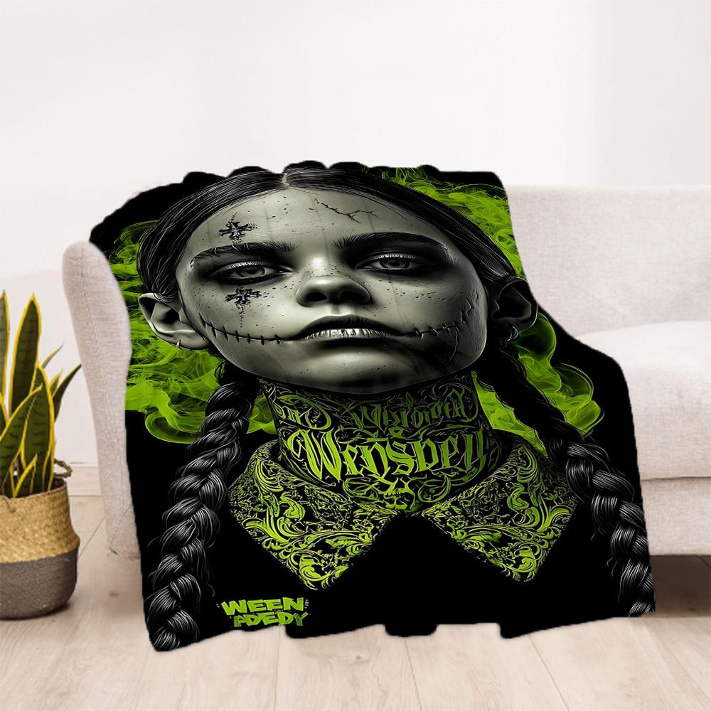 Wednesday Outdoor Flannel Throw Blanket - HD Printed Lightweight Soft Warm All-Season Blanket for Sofa, Bed, Travel, Camping 1203049