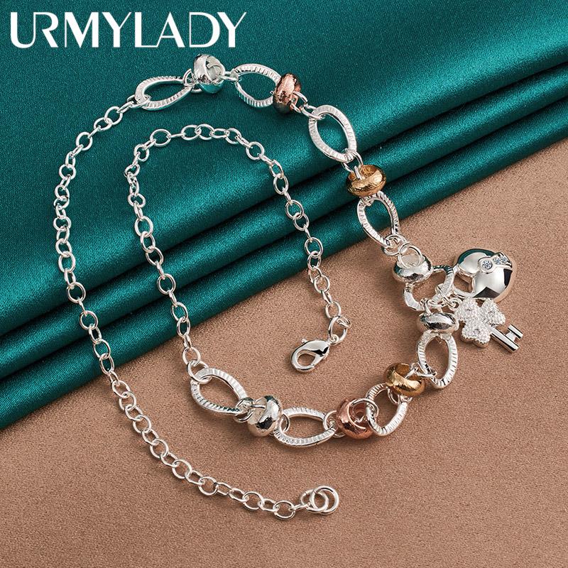 Ожерелье-цепочка из стерлингового серебра 925 пробы с сердечком, 20-дюймовое ожерелье, модные ювелирные изделия