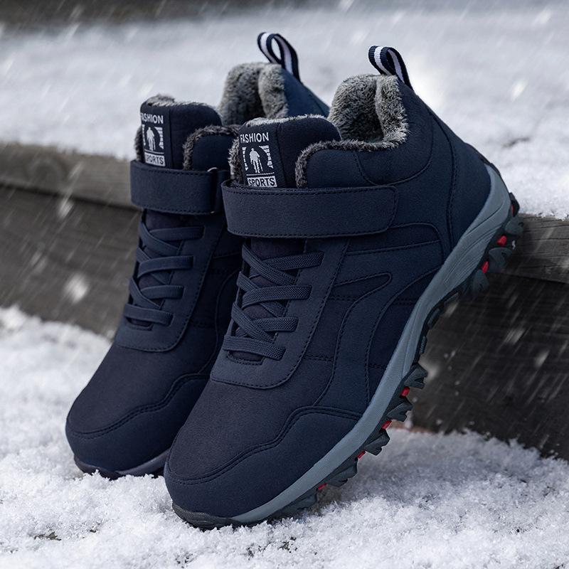 Warm cotton shoes, velvet men's winter thickened walking shoes, father shoes soft sole non-slip