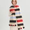 Autumn And Winter New Color Blocked Imitation Cashmere Warm And Fashionable Versatile Tassel Wool Ball Looped Yarn Scarf For Both Men And Women