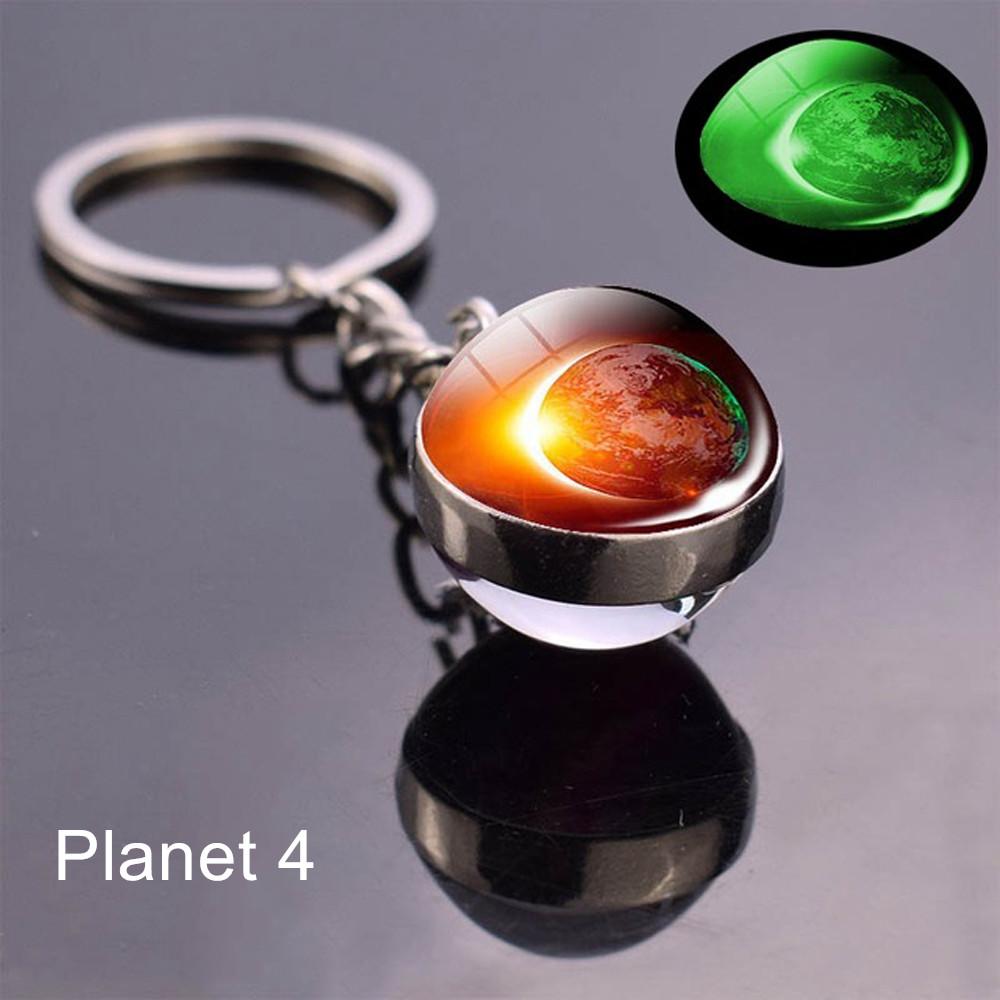 Sun Earth Double Side Glass Ball Nebula Moon Keychain Solar System Planet Keyring Luminous