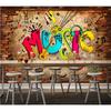 3d Photo Wallpaper Retro Nostalgic Brick Wall Music Graffiti Bar Background Wallpaper