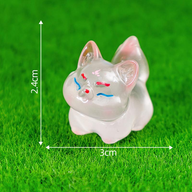 Cartoon Cute Mini Luminous Little Fox Micro Ornaments Miniature Figurines Creative Diy Home Decoration Accessories Gifts