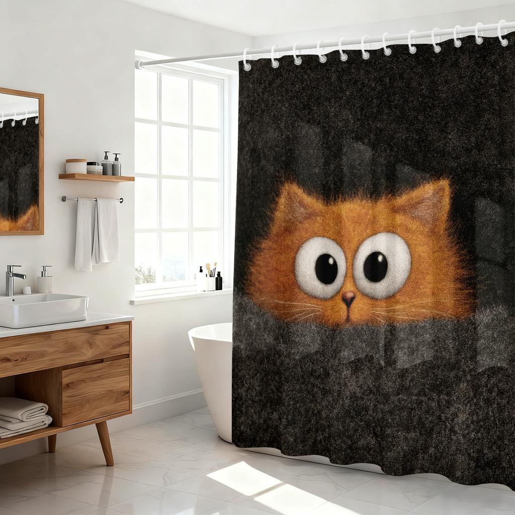 1 шт. Милая водонепроницаемая шторка для душа с принтом кота, перегородка, приватная подвесная штора с 12 крючками, несколько размеров