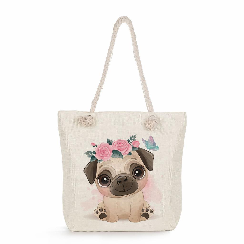 Многофункциональная Милые животные Принт Толстая веревка Плечо Пляжная сумка 7586