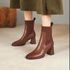 Fashiong French Retro Square Toe Women Shoes High Heeled Knitted Short Boots Temperament Thick Heeled Socks Boots 2025