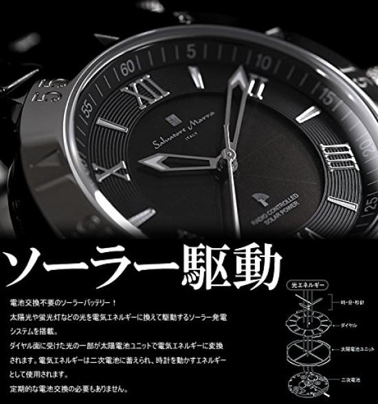 Marra Watch Radio Solar Кожаный ремень Деловой формальный Серебряный Темно-синий [Salvatore Marra]Salvatore Мужская