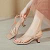 Модные босоножки на высоком каблуке Женские Летние 2025 Новые Квадратный носок с высоким каблуком Женские Шпильки Французская Мода Крутые Шлепанцы