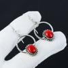 Серьги из натурального красного коралла, серьги из стерлингового серебра 925 пробы, серьги-подвески ручной работы в стиле бохо из серебра, подарок на день рождения для мужчин