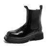British style black high-top autumn new breathable mid-tube boots thick-soled square-head Martin boots