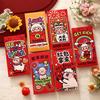 6Pcs Traditional Chinese New Year Red Envelope Paper Cartoon Money Envelope  For Chinese New Year