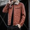 Мотоциклетная кожаная куртка мужская новая весенне-осенняя меховая интегрированная бархатная утолщенная модная красивая кожаная куртка куртка