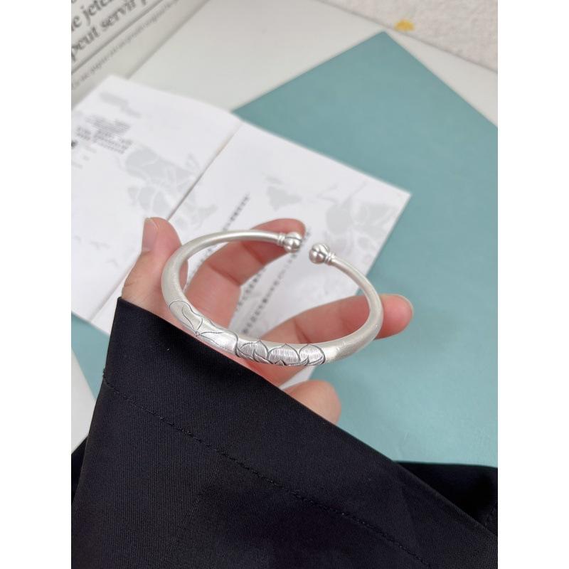 Zuyin 999 Heavy Industry Carved Lotus, Lotus, Pumpkin Head Bracelet, Female Open Solid Engraved Valentine's Day Gift