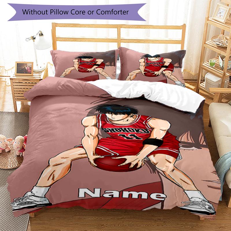 3pcs Custom Name Slam Dunk Bedding Set Duvet Cover Closure Includes 1 Duvet Cover & 2 Pillowcases, Soft and Comfortable for All Seasons.