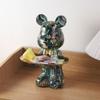 26cm Graffiti Abstract Resin Standing Bear Storage Statue Cute Animal Organizer Desk Decor Holder Gift for Home Office Ornament