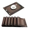 PVC Rectangle Placemat Restaurant Washable Durable Dining Table Weave Mats Frame Teslin Disc Bowl Coaster Non-slip Pad