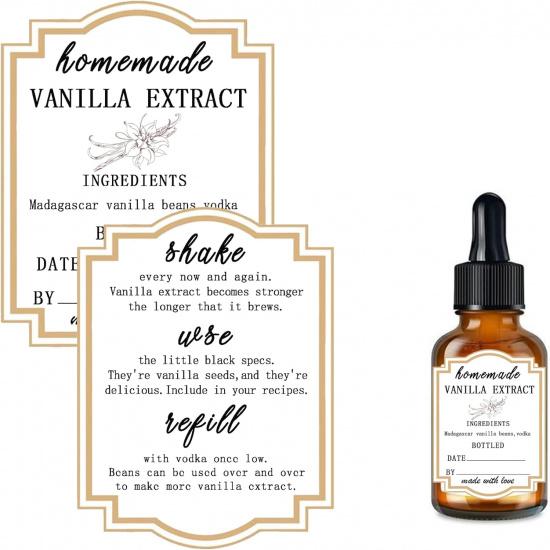 Наклейки «Домашний ванильный экстракт», 1,5×2 дюйма, квадратные, этикетки для изготовления, экстракт из мадагаскарских бобов и водки, для ванильного экстракта ручной работы
