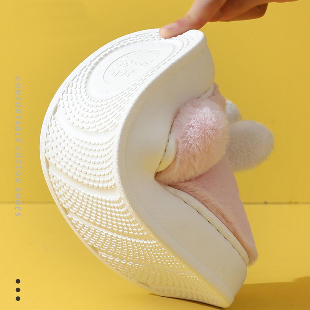 Женские уютные плюшевые тапочки с изображением кролика из мультфильма — теплая, толстая подошва, обувь для дома без застежек