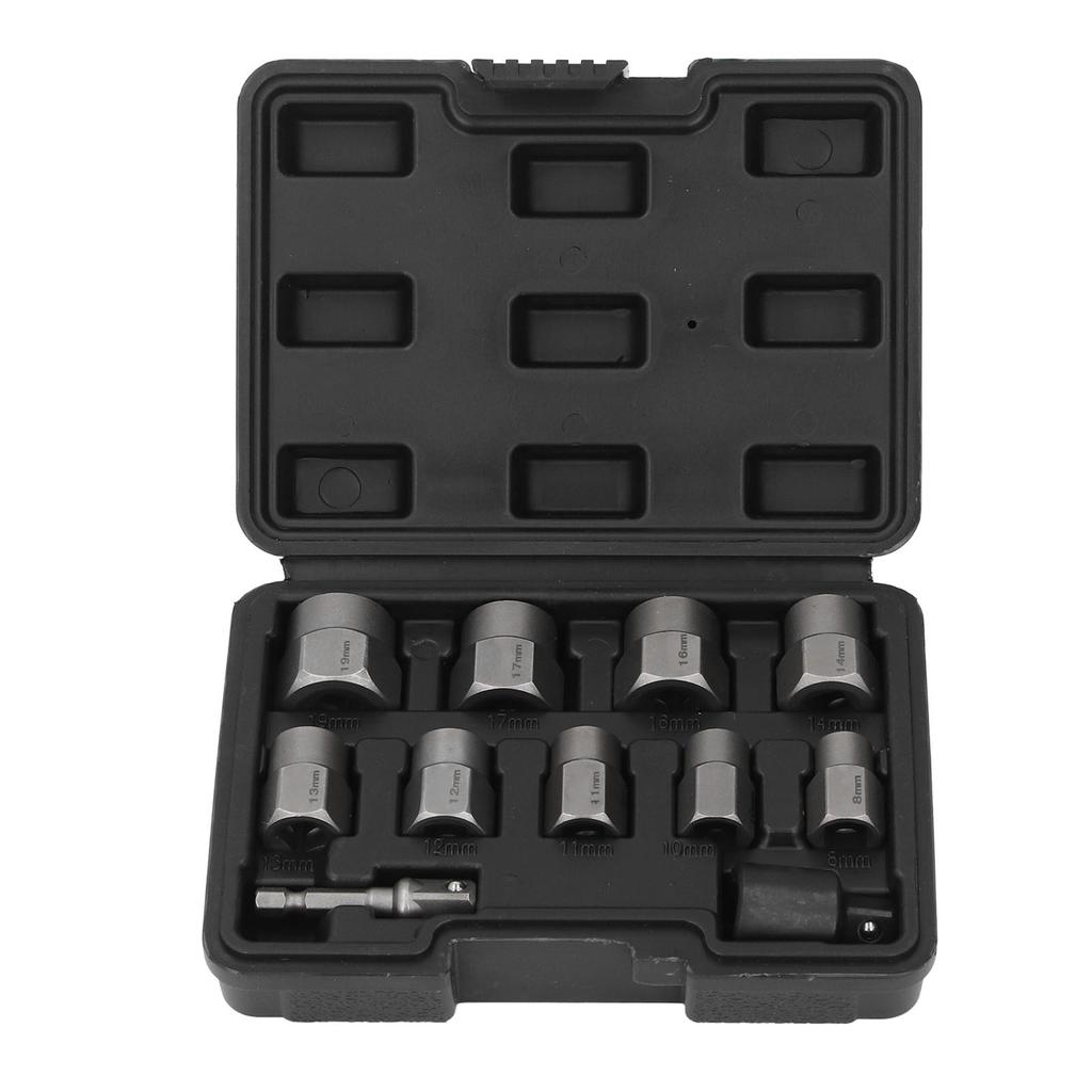 Набор экстракторов гаек 9 шт. Экстрактор болтов с 3/8-дюймовым приводом и шестигранным адаптером для сорванных, заржавевших гаек